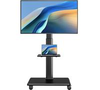 AX WABER Soporte universal para TV de piso, soporte portátil con ruedas, giro de 80 grados de altura ajustable para televisores LCD LED OLED de 27 a 65 pulgadas, soporta hasta 88 libras de carrito de