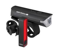 AXA Niteline 300 USB Juego de Luces para Bicicleta: luz Delantera de 300 lúmenes y luz Trasera de 20 lúmenes; Recargable Mediante USB-C; 16 Horas de autonomía