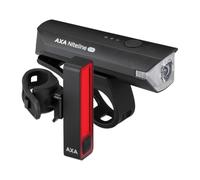 AXA Niteline 550 USB Juego de Luces para Bicicleta: luz Delantera de 550 lúmenes y luz Trasera de 20 lúmenes; Recargable Mediante USB-C; 9,5 Horas de autonomía