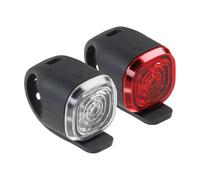 AXA Niteline Spot Juego de Luces de Bicicleta a Pilas: luz Delantera de 18 lúmenes y luz Trasera de 8 lúmenes; Incluye 2 Pilas CR2032; autonomía de 100 Horas