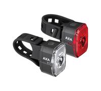 AXA Niteline Spot+ USB Juego de Luces para Bicicleta: luz Delantera de 45 lúmenes y luz Trasera de 15 lúmenes; Recargable Mediante USB-C; 7,5 Horas de autonomía