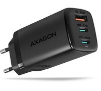 AXAGON ACU-DPQ65 Cargador de Pared, 3 puertas (USB + Dual USB-C), PD3.0/QC4+/PPS/Apple, 65 W, Negro