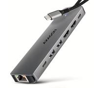 Axagon HmC-7hx2 Replicatore Di Porte E Docking Station Per Laptop Cablato Usb 3.2 Gen 1 [3.1 Gen 1] TypE-C Grigio (*hmC-7hx2 Usb Hub 7in1 5gbps 2xhdm
