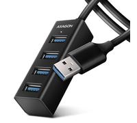 AXAGON HUE-M1AL Mini USB-A-Hub, 4X USB-A 3.2 Gen 1, Plateado - 1,2m