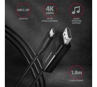 Axagon rvc-dpc adaptador de cable de vídeo 1,8 m usb tipo c displaypo