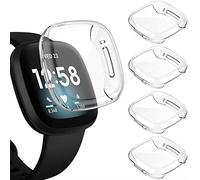 Axcellent [4-Pack Estuche protector de pantalla compatible con Fitbit Sense/Versa 3, TPU Cubierta de la caja de parachoques resistente Accesorios de carcasa enchapada protectora integral