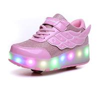 Axcer USB Recargar LED Luces Skateboarding Zapatos con Ruedas Dobles para Pequeños Niños y Niña Calzado de Deportes de Exterior Patines Brillante Mutilsport Aire Libre y Deporte Gimnasia Zapatillas