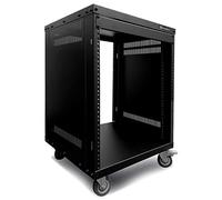 AxcessAbles - Estante para equipos AV de 12U | Estante de acero abierto de 19 pulgadas con ruedas giratorias de 3 pulgadas | Estante universal para estudio, servidor, equipo de red | Capacidad de 550