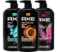 AXE Axe Dark Temptation, Apollo y Excite Body Wash 3 en 1 Body and Face Wash en botella con bomba, 100 ml cada uno