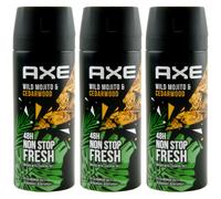 Axe Deo Body Spray Wild Mojito 3 X 150Ml Hasta 48H Protección 0% Sal De Aluminio