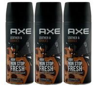 Axe Deo Spray Leather & Cookies 3 x 150 ml Para Hombres 48H Desodorante