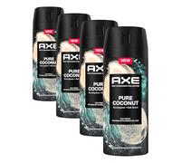 Axe Desodorante Aerosol 72h Pure Coconut para Hombre Fragancia Eucalipto y Róble 150ml (Paquete de 4)