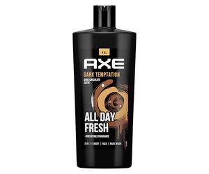 Axe Gel de ducha y champú Dark Temptation XXL 3 en 1 para una frescura duradera y fragancia después de la ducha dermatológicamente probado, 700 ml
