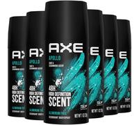 Axe Men Viaje de viaje Bodyspray sin aluminio Apollo Apollo 6-Pack-48h Proteccin contra el marginn Spray de cuerpo aprobado por TSA 1 oz EA