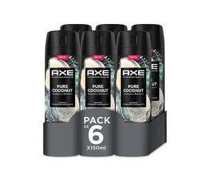 Axe Pack Ahorro Desodorante en aerosol para hombre Pure Coconut Fragancia Premium, 6 x 150 ml