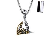 Axe Pendant Necklace for Men Women,Antique Silver-Plated & Bronze-Plated Alloy,24 Inch Chain,Amulet Jewelry (gold)