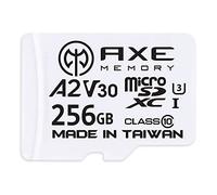 AXE Tarjeta de memoria microSDXC de 256 GB + adaptador SD con rendimiento de aplicación A2, V30 UHS-I U3 4K Class 10