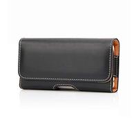 AXELENS Funda Carcasa Estuche Universal para Teléfono Móvil con Billetera Horizontal y Presilla para Cinturón Smartphone de hasta 5.0'' Pulgadas - Cierre Magnético en Cuero Sintético - Negro Liso