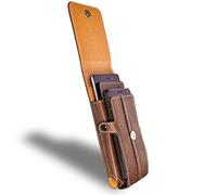 AXELENS Funda Movìl Cinturon Doble Vertical Universal para Dos Teléfonos (De 6.0 a 6.5'' Pulgadas) Mosquetón para Cinturón y Conveniente Cierre de Clip Cartera Vertical - Cuero Sintético Marron