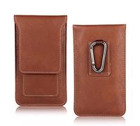 AXELENS Funda Tipo sobre Universal Vertical de cinturón para iPhone Samsung Huawei Xiaomi Nokia De Cuero Sintètico para Smartphone hasta 6.1’’ Pulgadas - Marrón - Tamaño XL