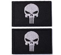 AXEN - 2 parches tácticos de calavera con velcro para equipamiento militar, gorra, mochila o chaqueta