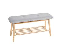 axentia Banco Zapatero, Mueble para Zapatos de Bambú, Banco Zapatero con Asiento Cojín, Aprox. 90 x 45 x 30 cm, Color de Madera