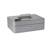 axentia Caja de acero con cerradura y bandeja extraíble Euro Change Box de seguridad en azul y plata, 25 cm