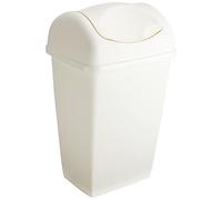 axentia Cubo de Basura con Tapa Abatible Aprox. 50 l, Basurero de Plástico con Tapa para Baño, Cocina y Oficina, Aprox. 39,5 x 31 x 65 cm, Blanco