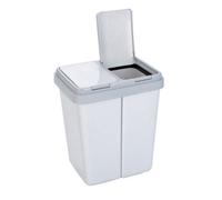 Axentia - Cubo de basura doble con 2 compartimentos, separador residuos (2 x 23 l), Plástico, Gris granito, 43 x 33 x51 cm