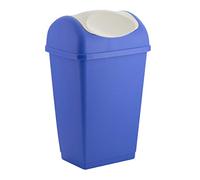 axentia Cubo de Basura Tapa abatible, Cubo de Basura de plástico para la Cocina y el baño, Cubo de Basura con Tapa abatible, Capacidad: Aprox. 50 litros, Azul/Blanco
