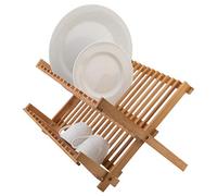 axentia Escurridor de Platos de 2 Niveles, Secaplatos Plegable de Bambú, Estante de Secado de Platos, Aprox. 42 x 33 x 27 cm, Color de Madera
