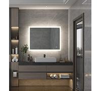 axentia Espejo con iluminación LED, Espejo de baño táctil, Aprox. 70 x 60 x 3,5 cm