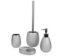 axentia Hollywood Juegos de Accesorios de baño, gres/Cromado/Acero Inoxidable/plástico, Plata/Negro, 12 cm