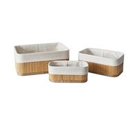 axentia Juego de 3 Cestas para Baño, Cajas de Almacenaje de Bambú con Inserto, Cestas de Almacenamiento de Diferentes Tamaños, Color de Madera