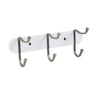 axentia Perchero de Montaje en Pared, Colgador para Pared, Perchero de Pared de MDF con 3 Ganchos de Metal, aprox. 29 x 11,3 x 10,7 cm, Blanco/latón