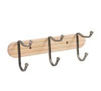 axentia Perchero de Montaje en Pared, Perchero de Pared de Madera de Pino con 3 Ganchos de Metal, aprox. 29 x 11,3 x 10,7 cm, Color de madera/latón