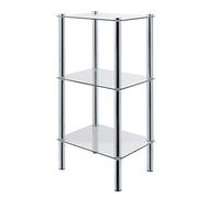 axentia Solanio Estante de baño en Plata, Estante de baño Cromado, Estante de Suelo con Tres estantes de Cristal, Dimensiones: Aprox. 40 x 30 x 77 cm