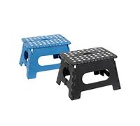 axentia Taburete Plegable de plástico, Estable hasta 150 kg, en Gris o Azul