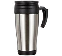 axentia Taza de Viaje de Acero Inoxidable de 400 ml, con asa hermética y a Prueba de Fugas, 8 cm