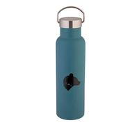 axentia Termo Davos con impreso de oso, Termo con doble pared de acero inoxidable, Vaso termico para casa o para llevar, color: petróleo, aprox. 600 ml