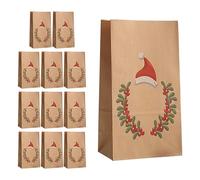 Axfbim Bolsas de papel de regalo de Navidad, 12 bolsas creativas de Navidad, bolsas de papel marrón, bolsas de regalo de fiesta, bolsas de papel con asas, para recuerdos de fiesta boutique (C)