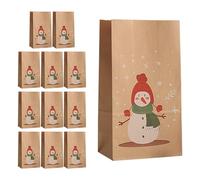 Axfbim Bolsas de papel de regalo de Navidad, 12 bolsas creativas de Navidad, bolsas de papel marrón, bolsas de regalo de fiesta, bolsas de papel con asas, para recuerdos de fiesta boutique (D)