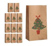 Axfbim Bolsas de papel de regalo de Navidad, 12 bolsas creativas de Navidad, bolsas de papel marrón, bolsas de regalo de fiesta, bolsas de papel con asas, para recuerdos de fiesta boutique (B)