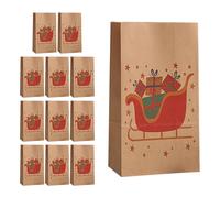 Axfbim Bolsas de papel de regalo de Navidad, 12 bolsas creativas de Navidad, bolsas de papel marrón, bolsas de regalo de fiesta, bolsas de papel con asas, para recuerdos de fiesta (A)