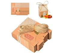 Axfbim Mini bolsa de regalo de Navidad, 50 bolsas de papel reutilizables, cajas de regalo de fiesta, para collares, galletas, chocolate, juguetes, pulseras, caramelos