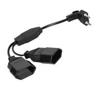 AXFEE 0.3m Extensión del Cable de Alimentación Conector, 1 PCS Cable de Alimentación Tipo C Euro Conector, 90° Cable Adaptador de Corriente 2 en 1, 2.5A/250V para Electrodomésticos, Televisores, Negro