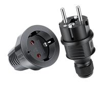 AXFEE 1x Enchufe Macho + 1x Clavija Enchufe Hembra, 250V 16A, Negro