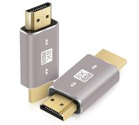 AXFEE 2 Piezas Adaptador HDMI Macho a HDMI Macho, HDMI Adaptador en Soporte 8K/4K@120Hz UHD, Alargador hdmi para Laptops, Tablets, Camcorders, Monitors and TV, Gris Plata