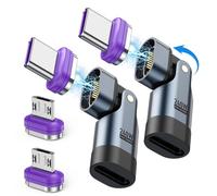 AXFEE 2 Piezas Adaptador Magnético, 240W Conector Magnético 180°, Conector Magnético 9pin, USB C A Micro Conector Magnético, 2 en 1 Adaptador de Carga USB C/A Magnético, para Tipo C/Micro USB
