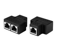 AXFEE 2 Piezas Conector RJ45, RJ45 LAN Adaptador Divisor Conector 1 Hembra a 2 Hembra, Cat 5/Cat 6/Cat7 LAN Cable Ethernet Conectors De Zócalo Doble, Negro